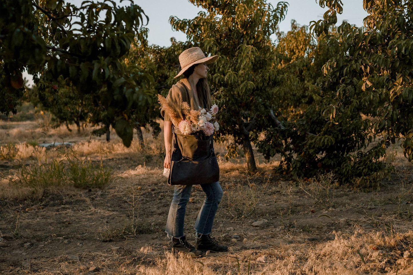 Harvesting & Gathering Bag- Waxed Canvas: Dark Khaki